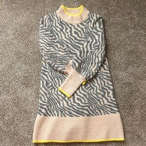 Anthropologie Beige and Gray Zebra Sweater Dress